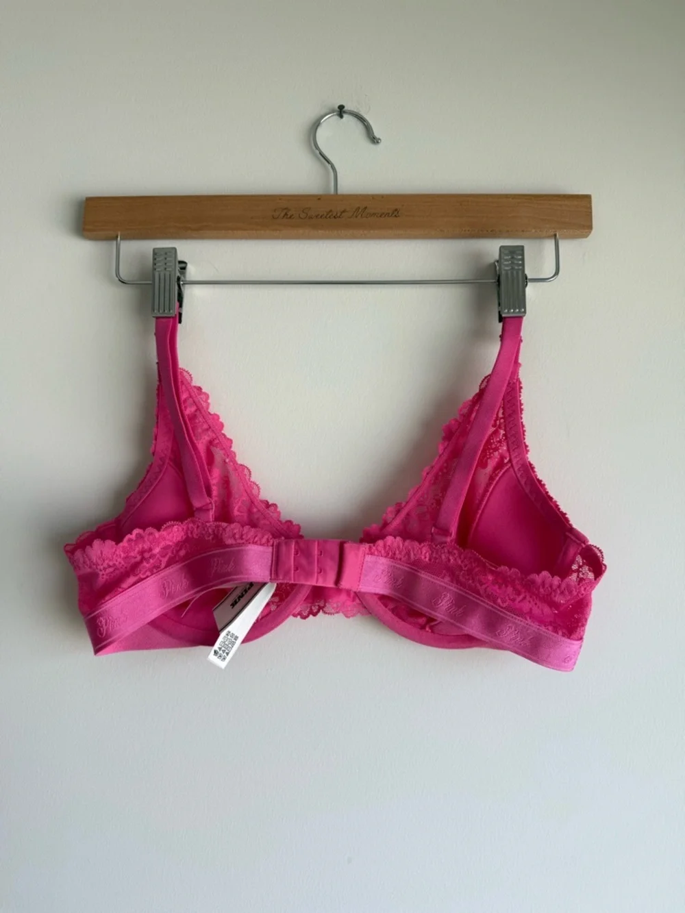 PINK Victoria’s Secret Lace Unlined Bra 36C Pink NWT